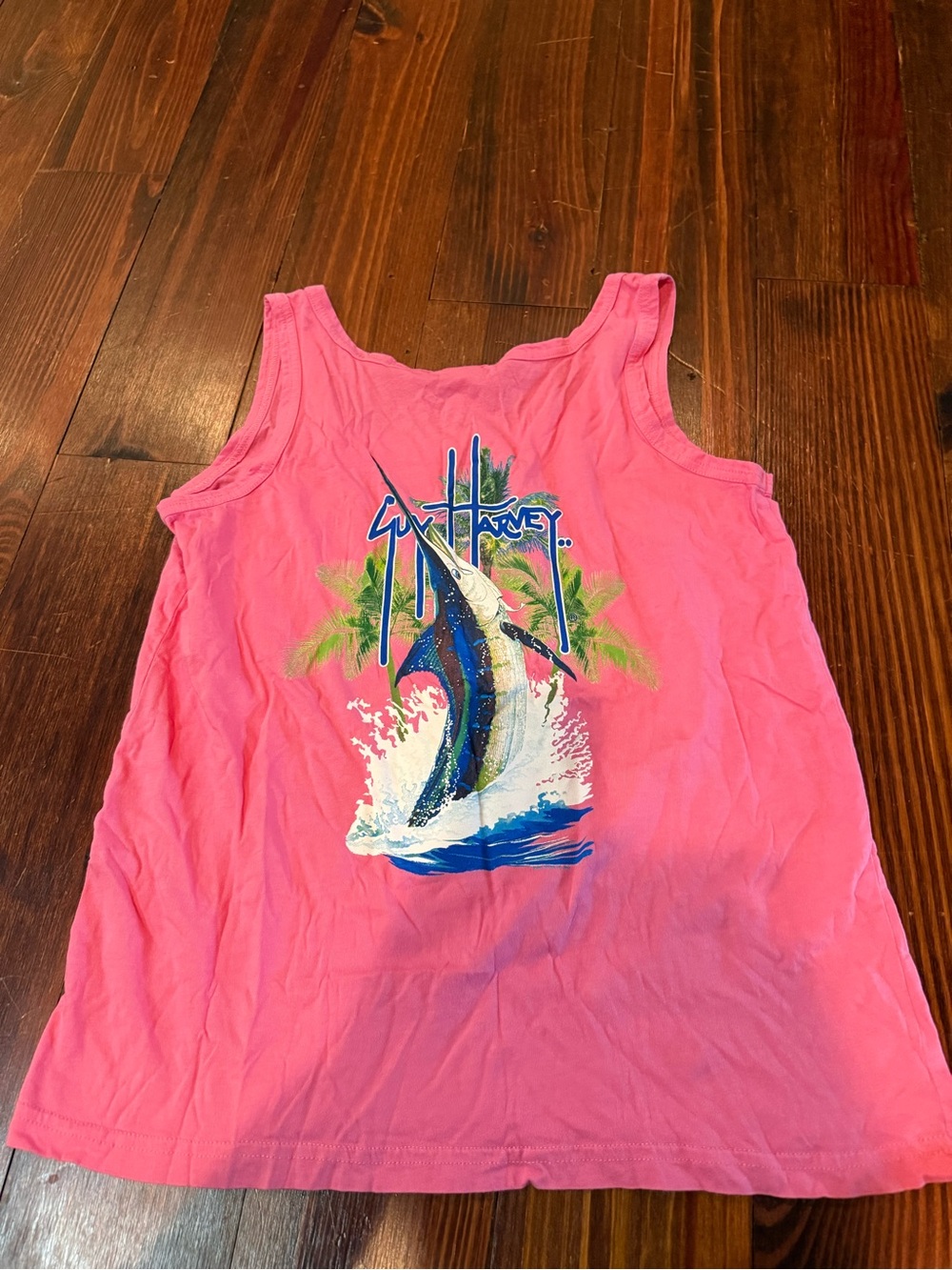 Pink Guy Harvey Marlin Graphic Tank Top